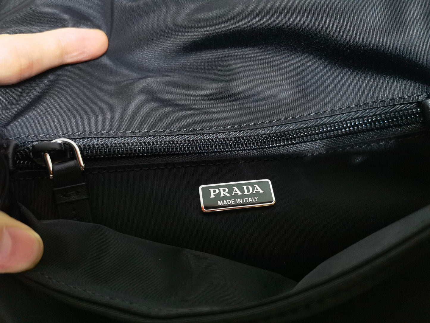 PRADA New Mini 23cm Nylon Lined Postman Bag 1BD313 Black