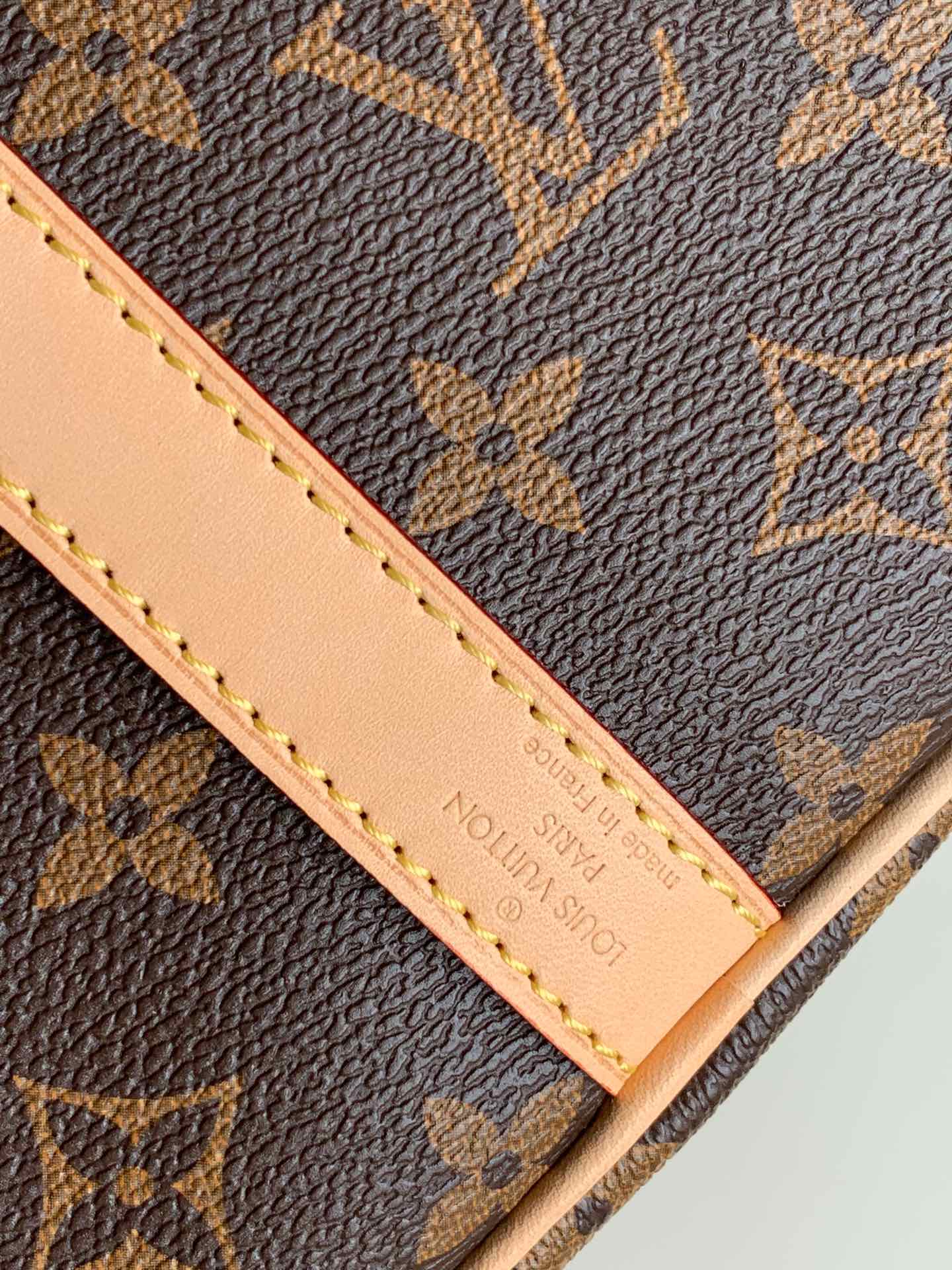 m41111 speedy bandouliere 35 monogram canvas real leather trim