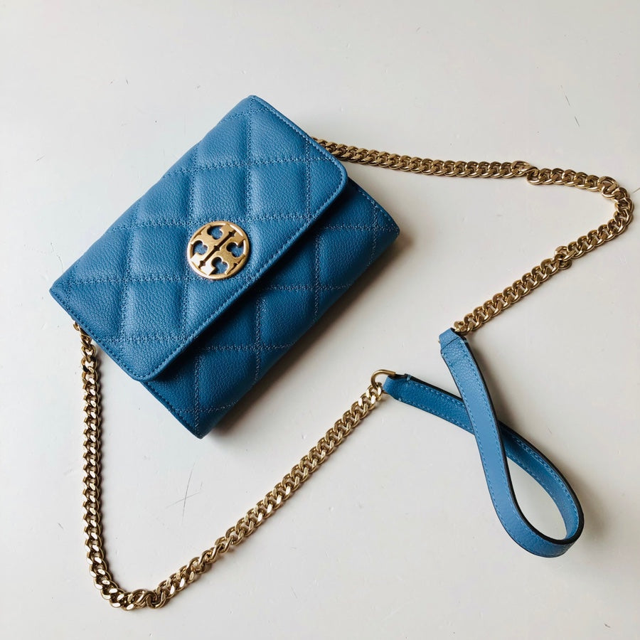 tory burch willa small sling bag blue 83692