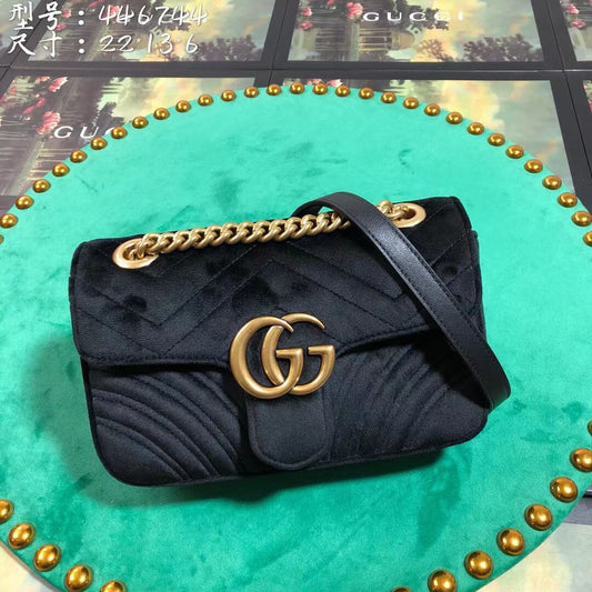 gg 446744 velvet shoulder bag wild gg black marmont cross body bags