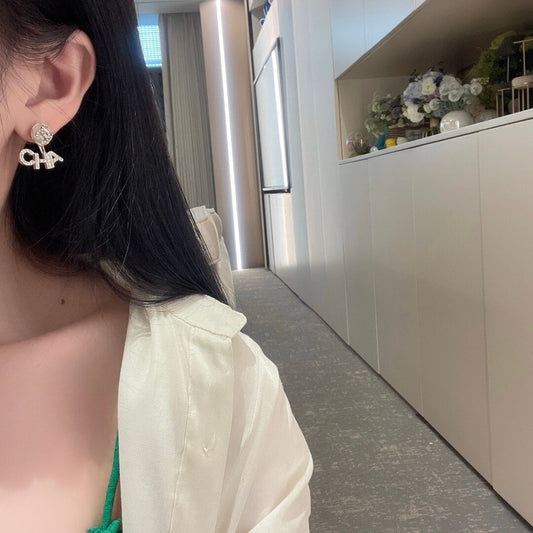 cha hce101 rhinestone alphabet earrings free shipping