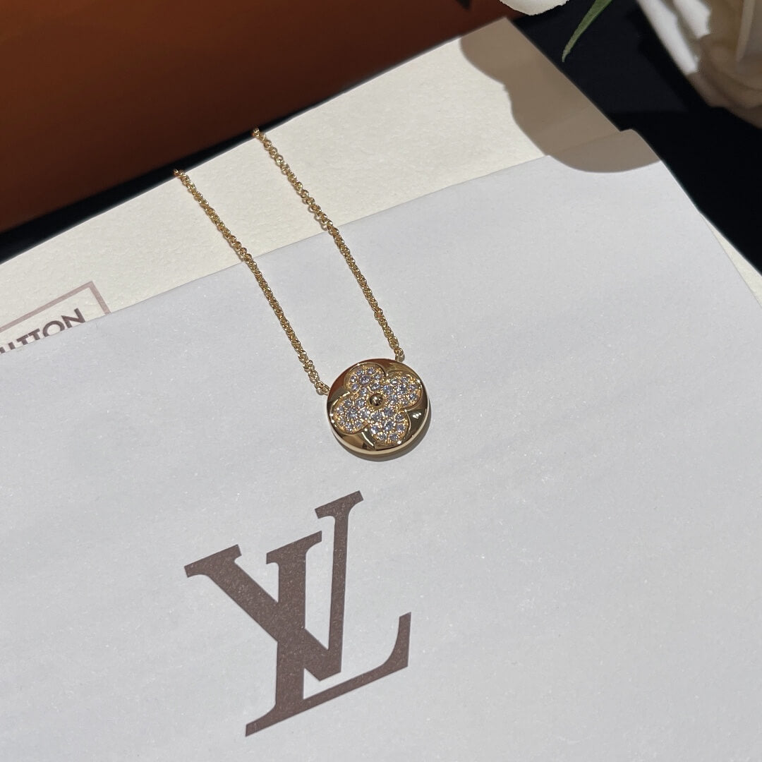 vd039 round leaf flower full diamond necklace free shipping