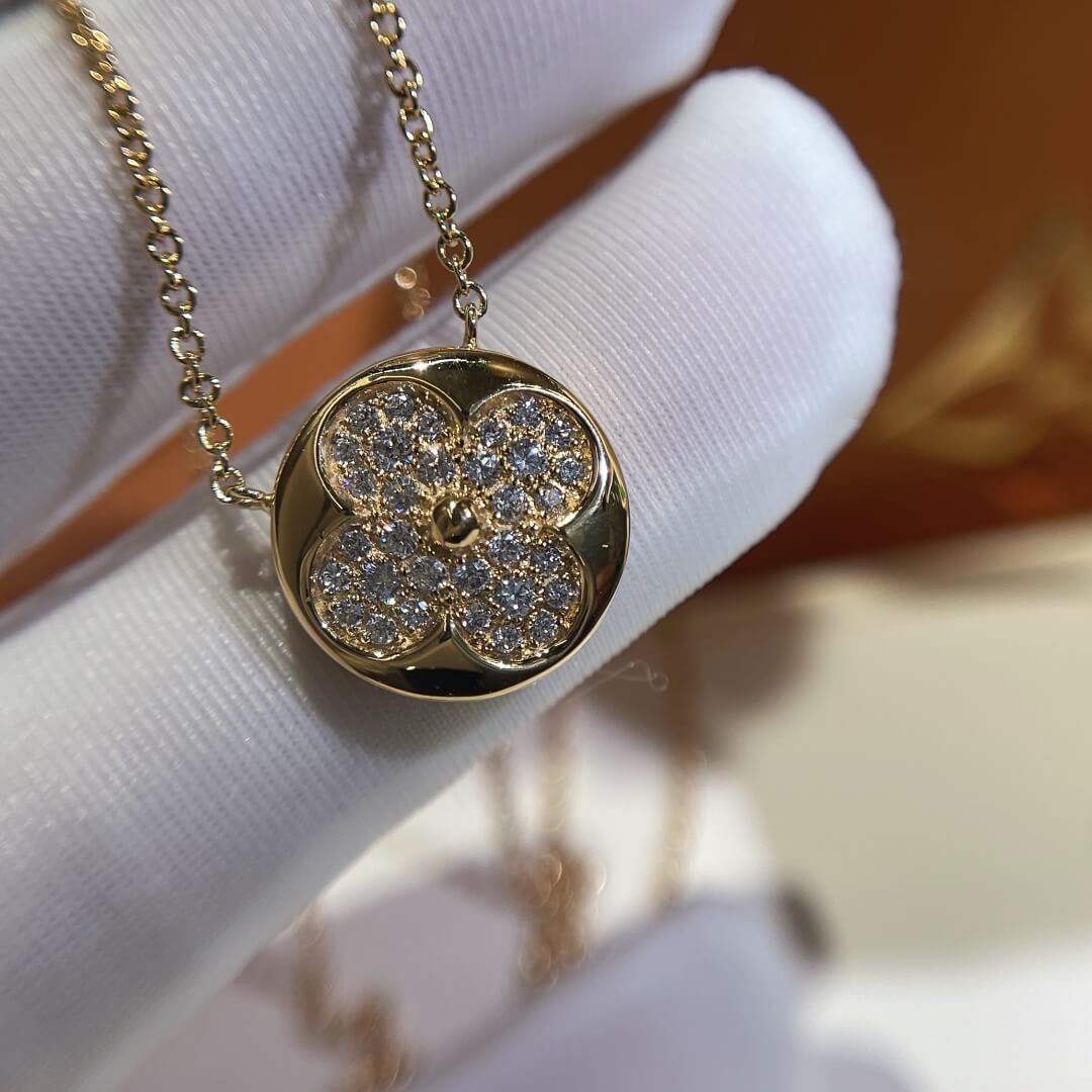 vd039 round leaf flower full diamond necklace free shipping