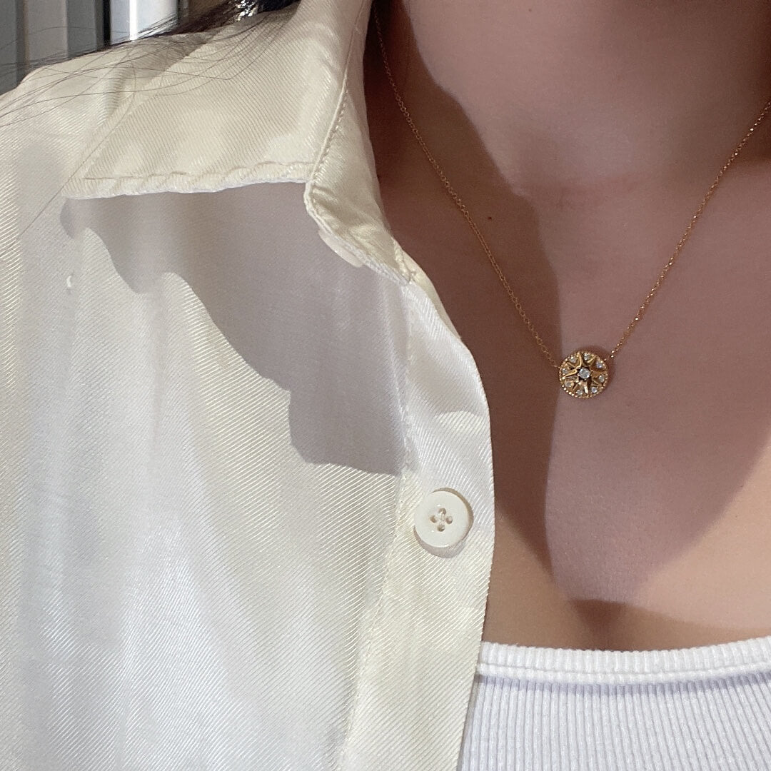 do od002 compass full diamond necklace free shipping