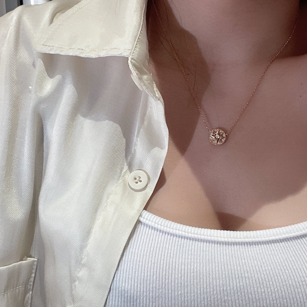do od002 compass full diamond necklace free shipping
