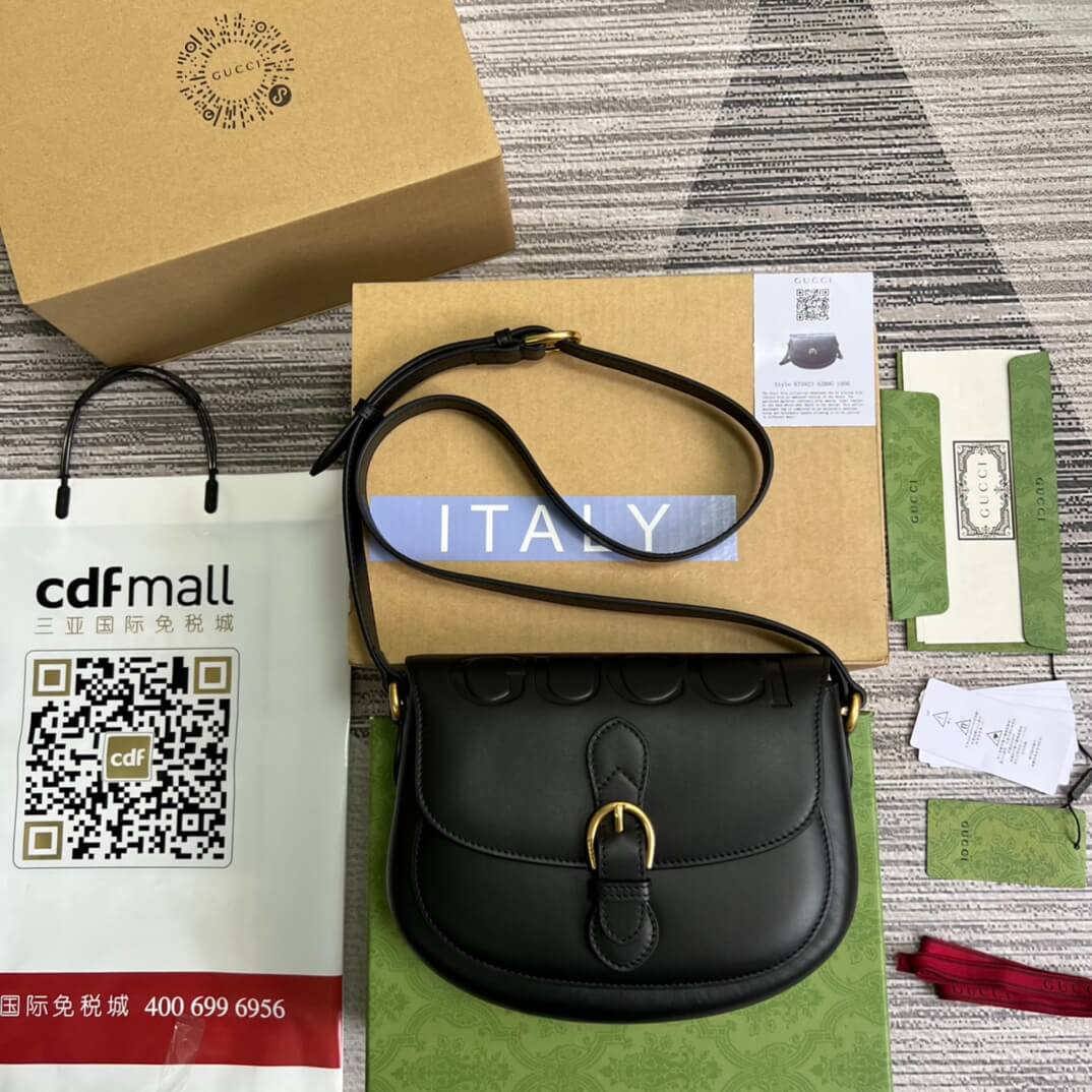 gc 675923 shoulder bag black leather