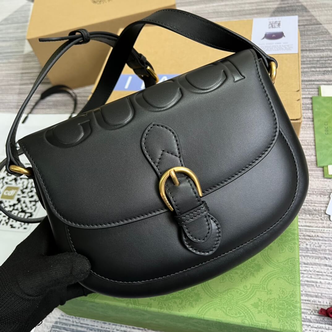 gc 675923 shoulder bag black leather