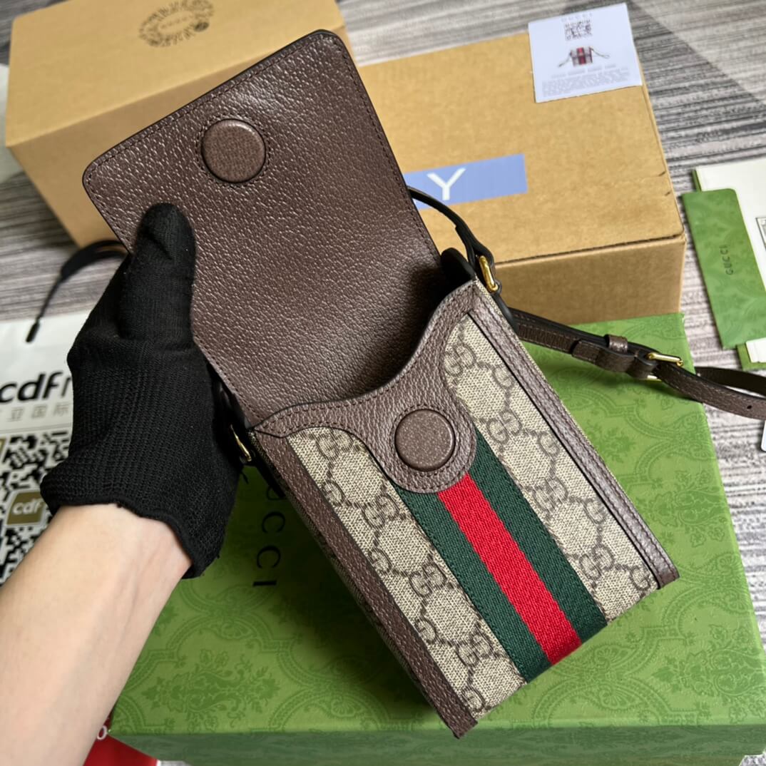 gc 696056 shoulder bag coffee brown leather
