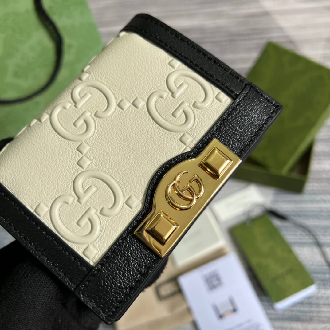 gc 676150 wallet black white leather