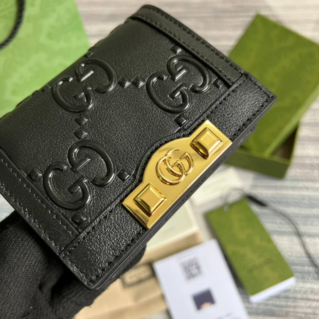 gc 676150 wallet black white leather