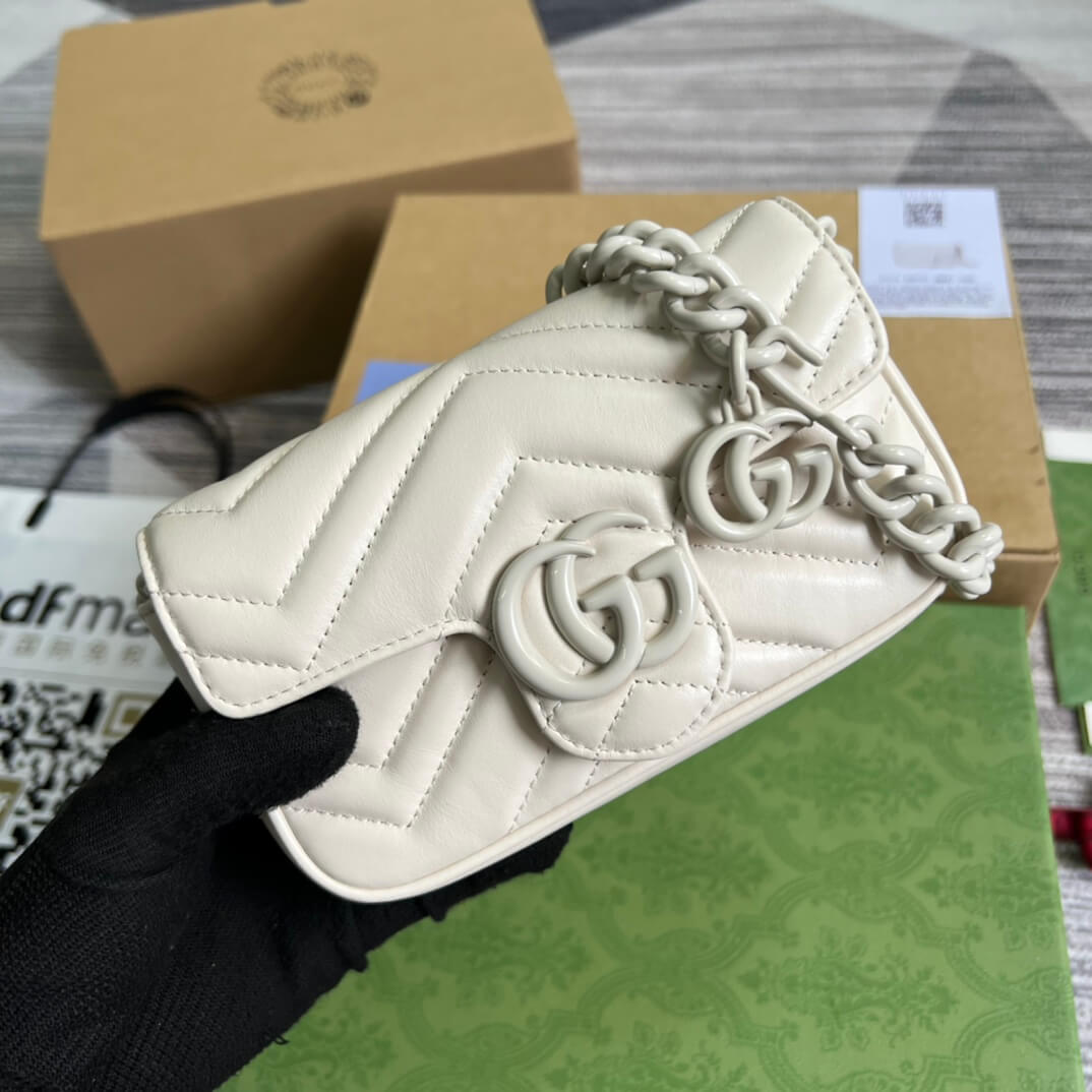 gc 699757 shoulder bag white white hardware leather