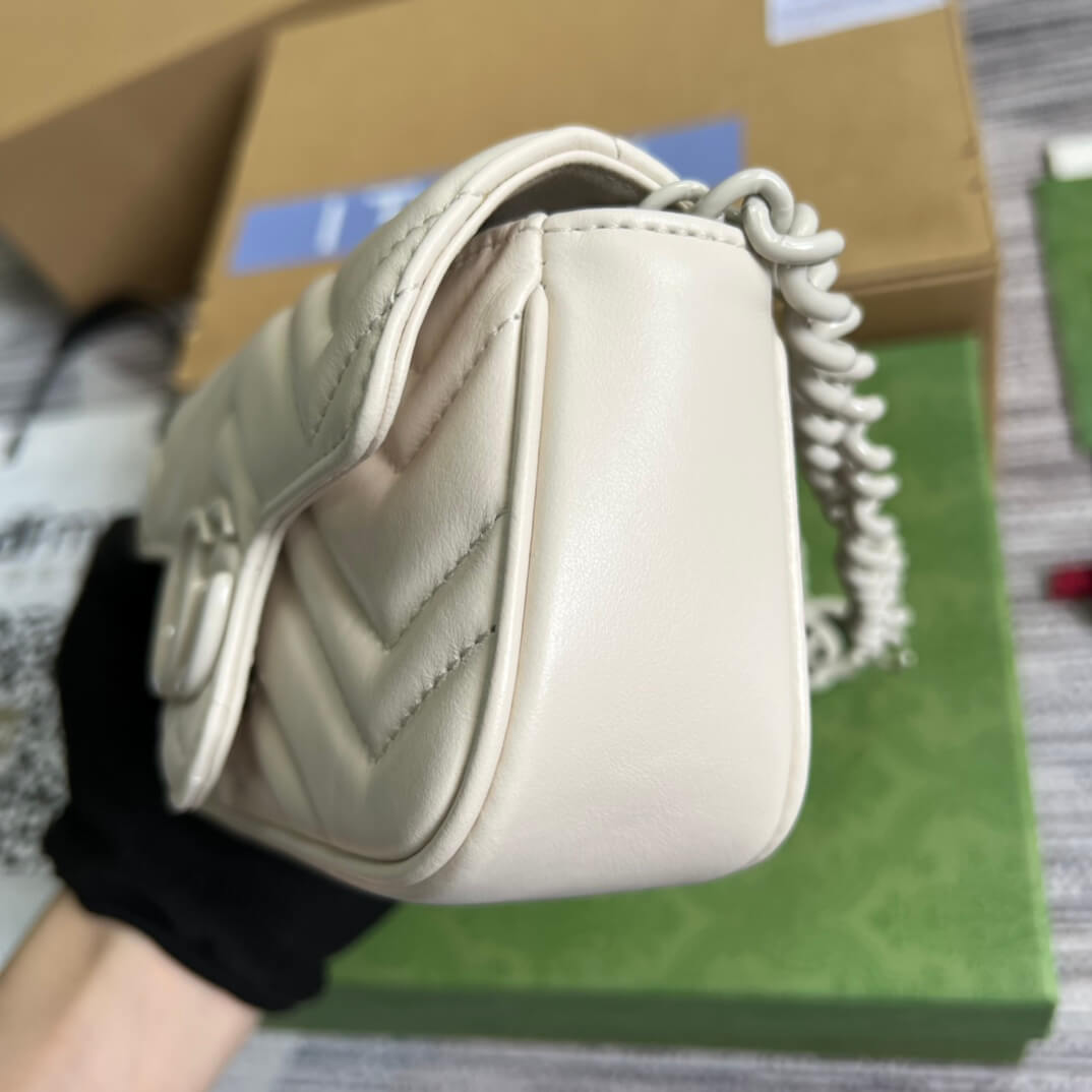 gc 699757 shoulder bag white white hardware leather