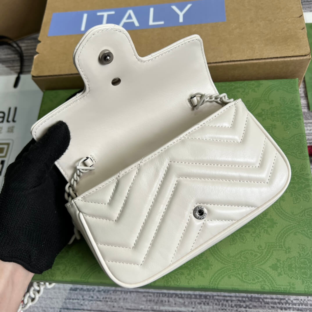 gc 699757 shoulder bag white white hardware leather