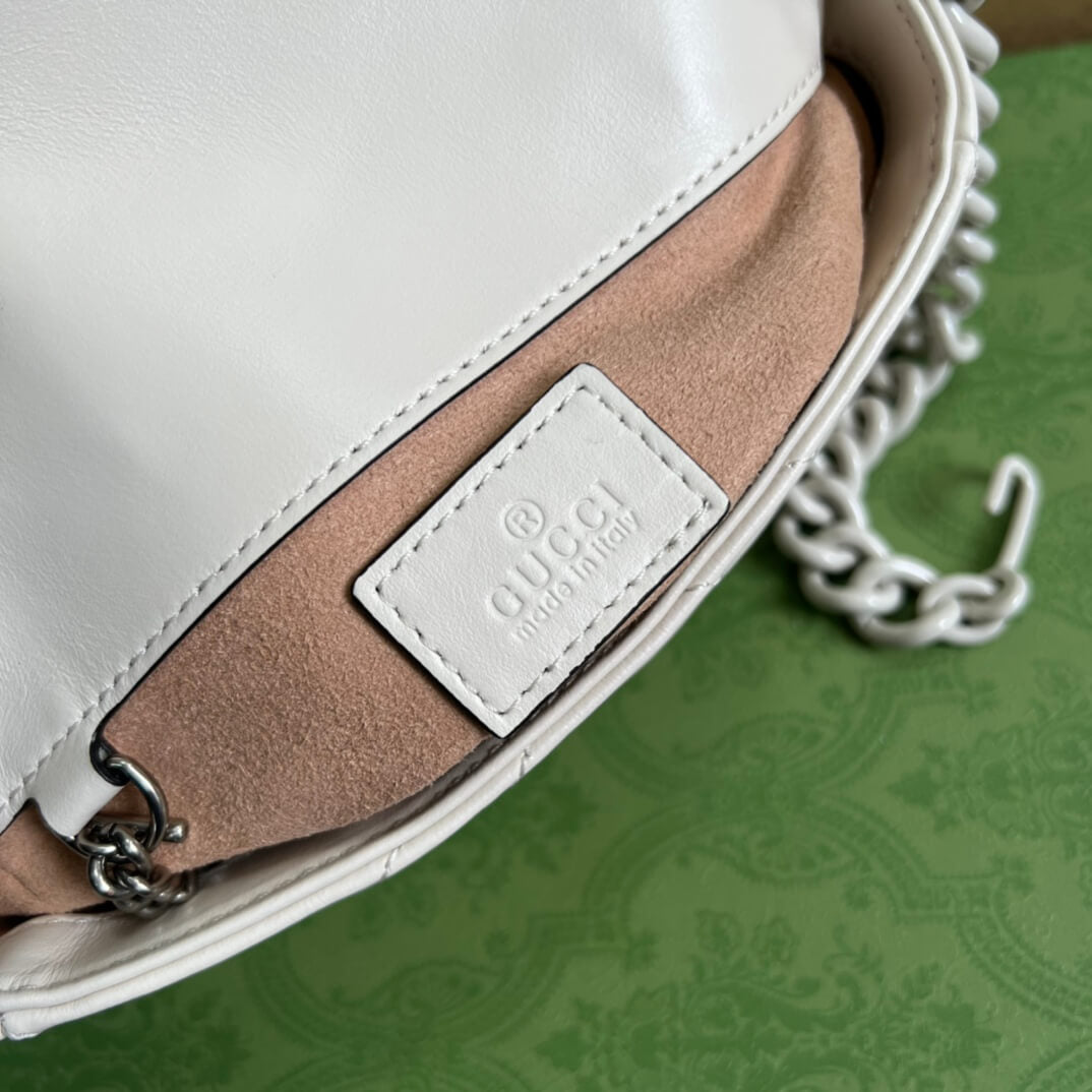 gc 699757 shoulder bag white white hardware leather