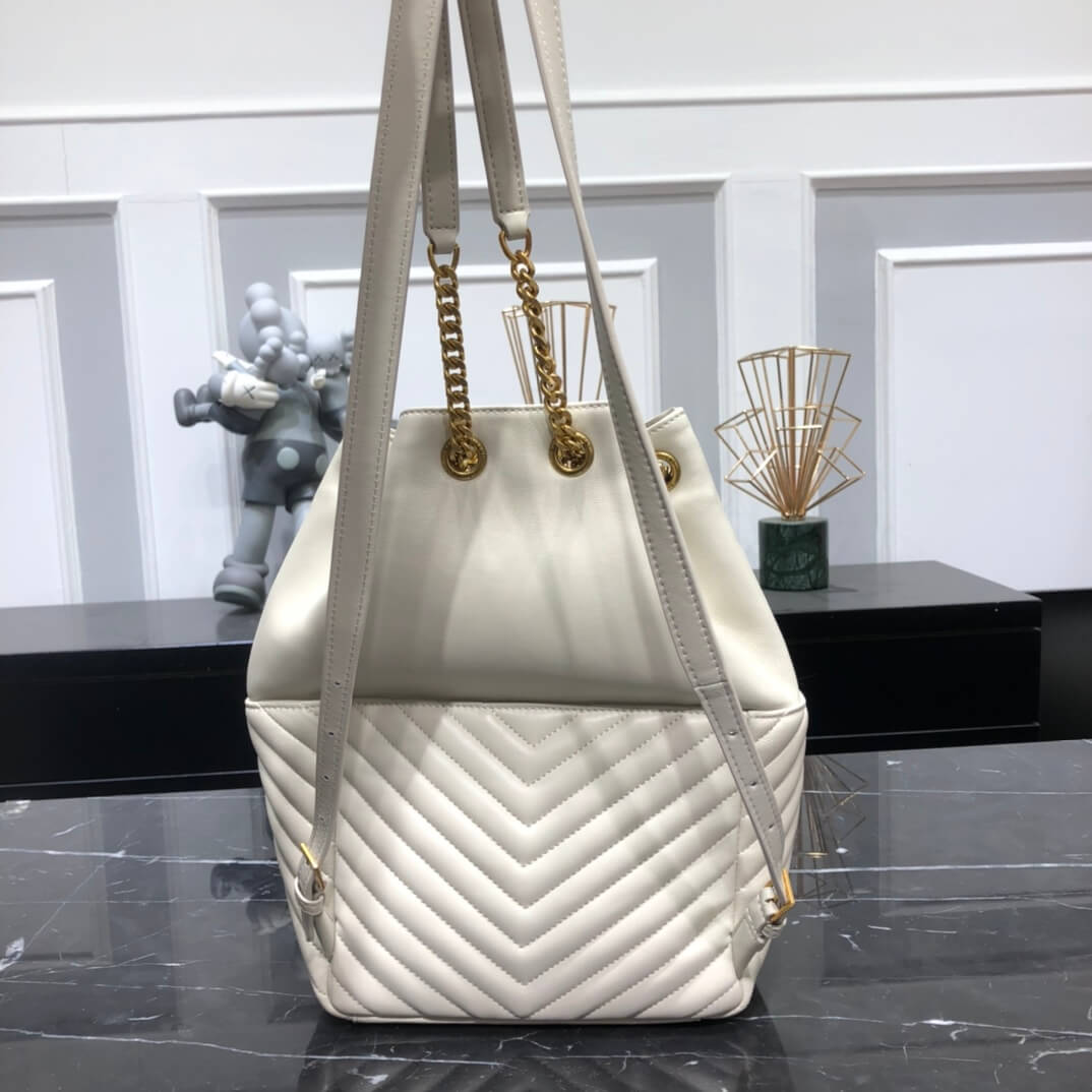 y s l 672609 backpack leather black apricot white