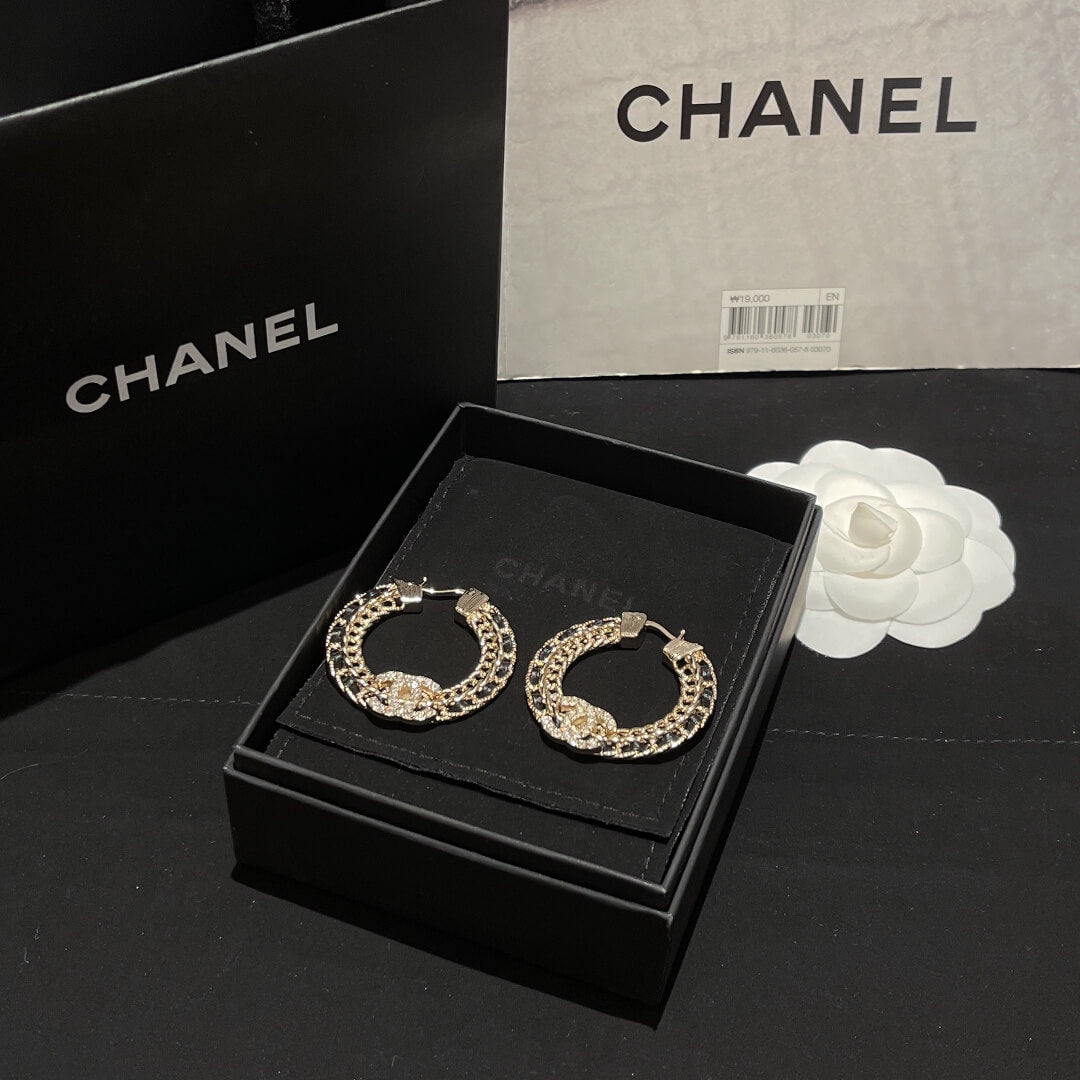 cha kf061601 braided leather chain earrings free shipping