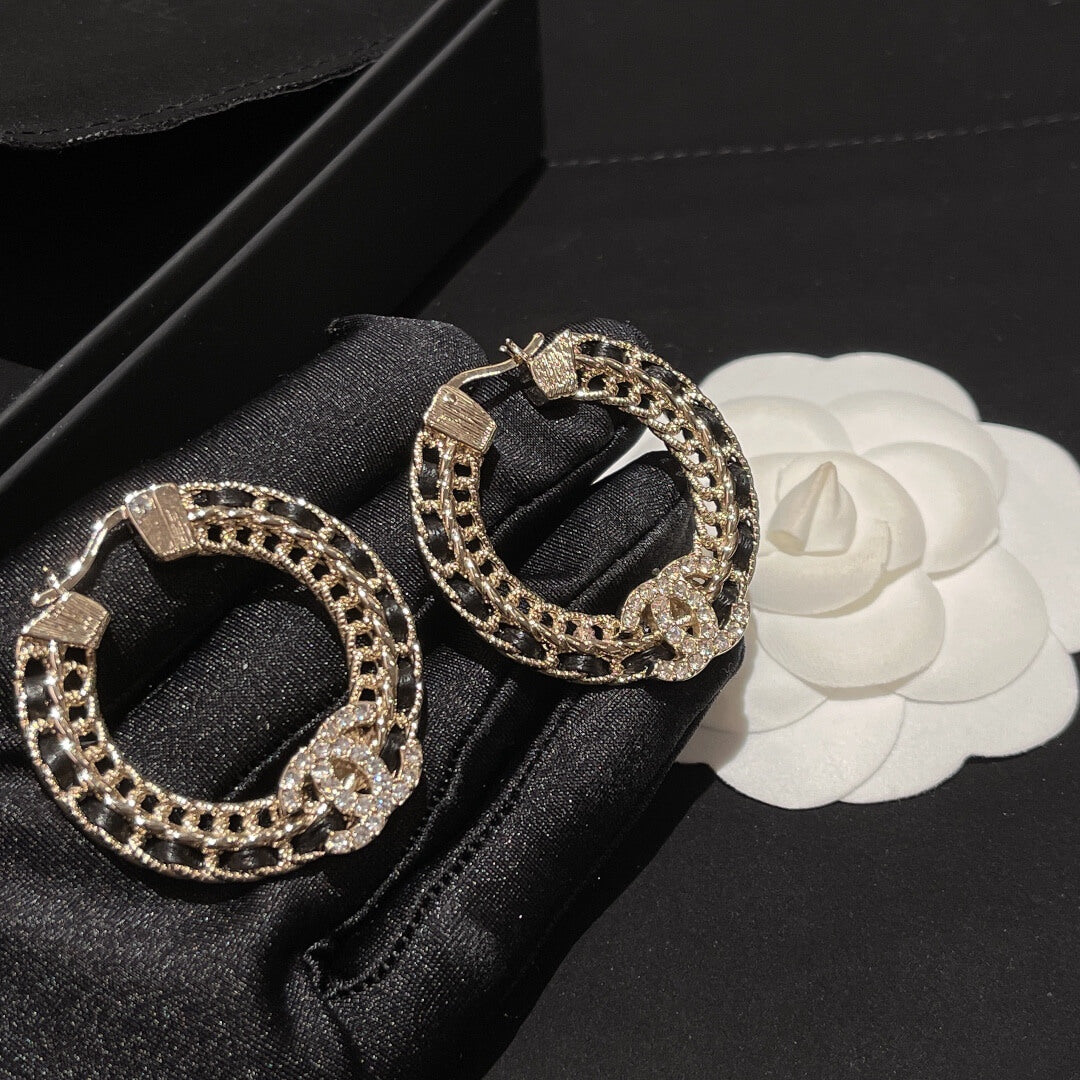 cha kf061601 braided leather chain earrings free shipping