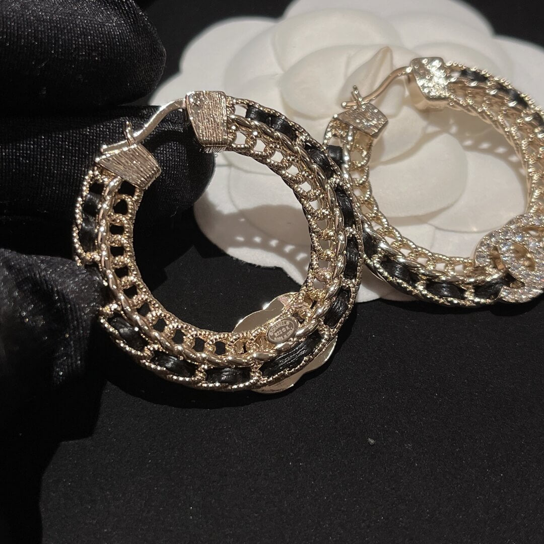 cha kf061601 braided leather chain earrings free shipping