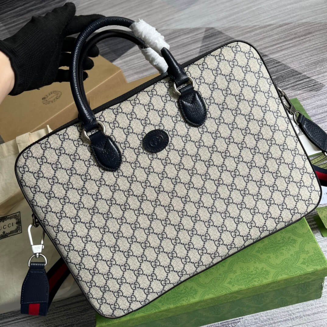 gc 674140 handbag blue pvc leather