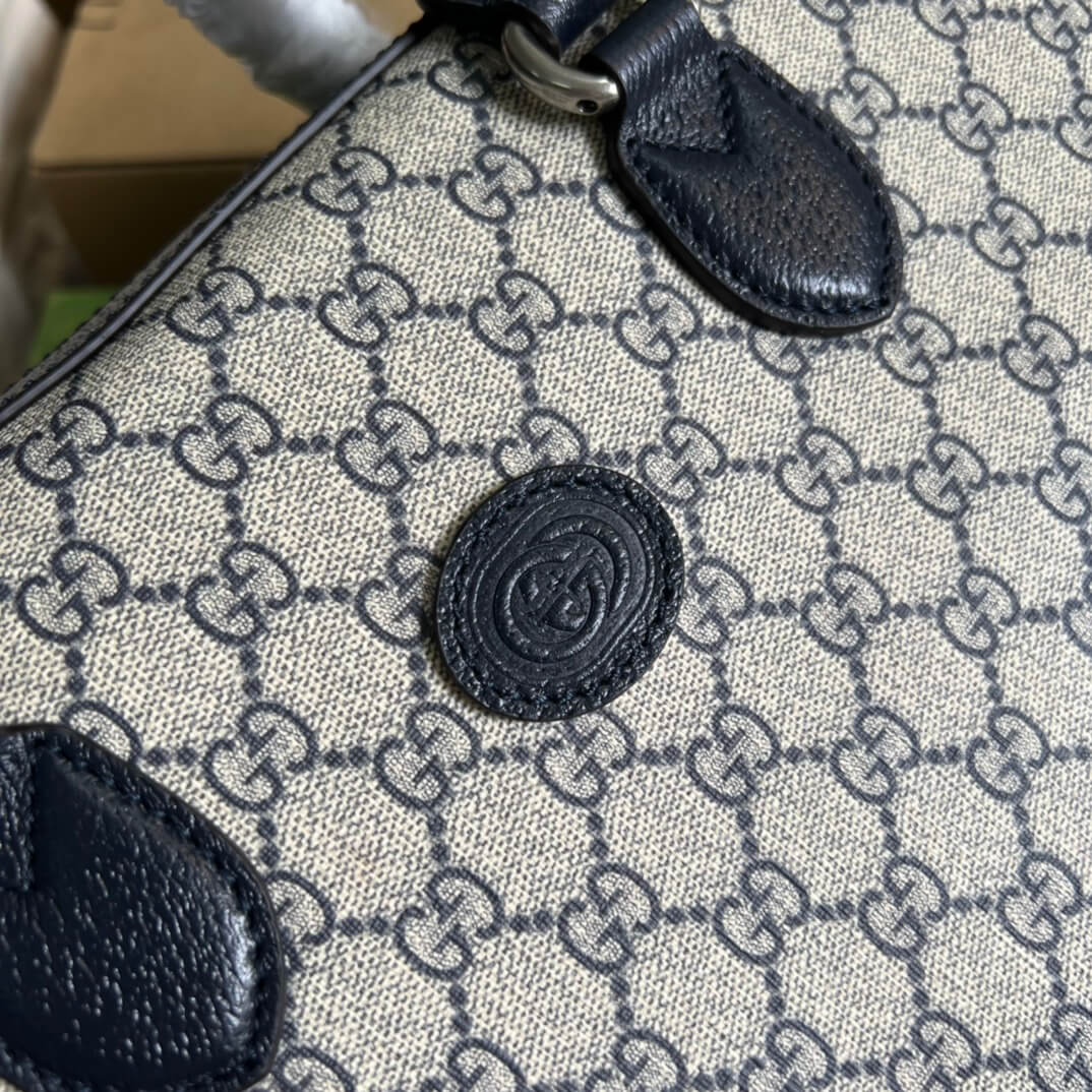 gc 674140 handbag blue pvc leather