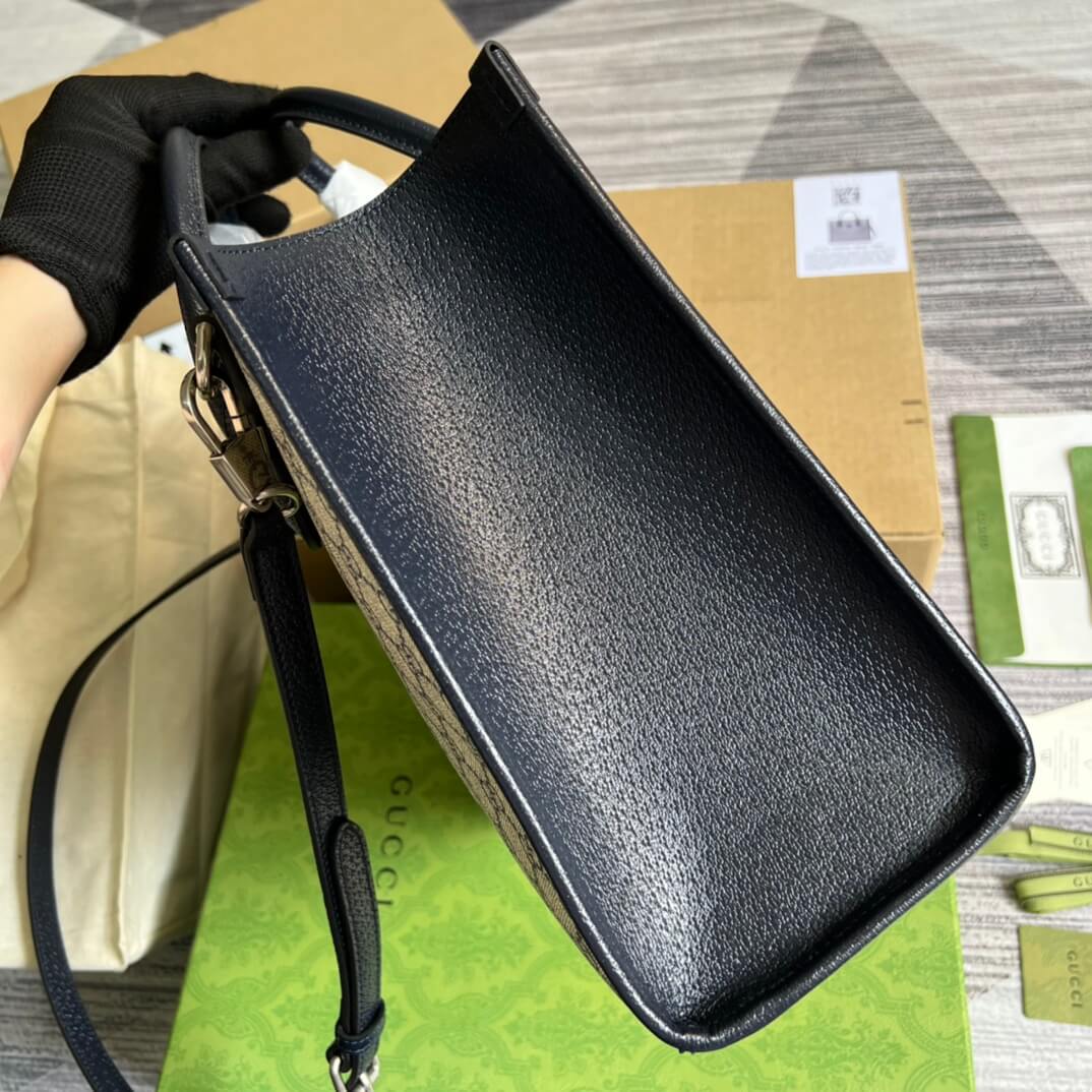 674148 handbag black leather pvc medium size