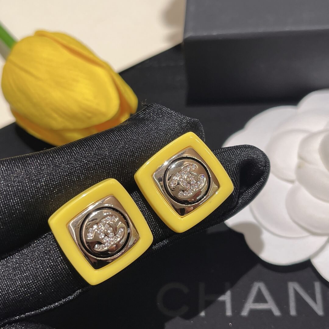 c h a kf061905 acrylic square rhinestone stud earrings free shipping