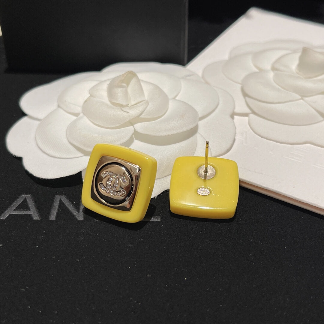 c h a kf061905 acrylic square rhinestone stud earrings free shipping