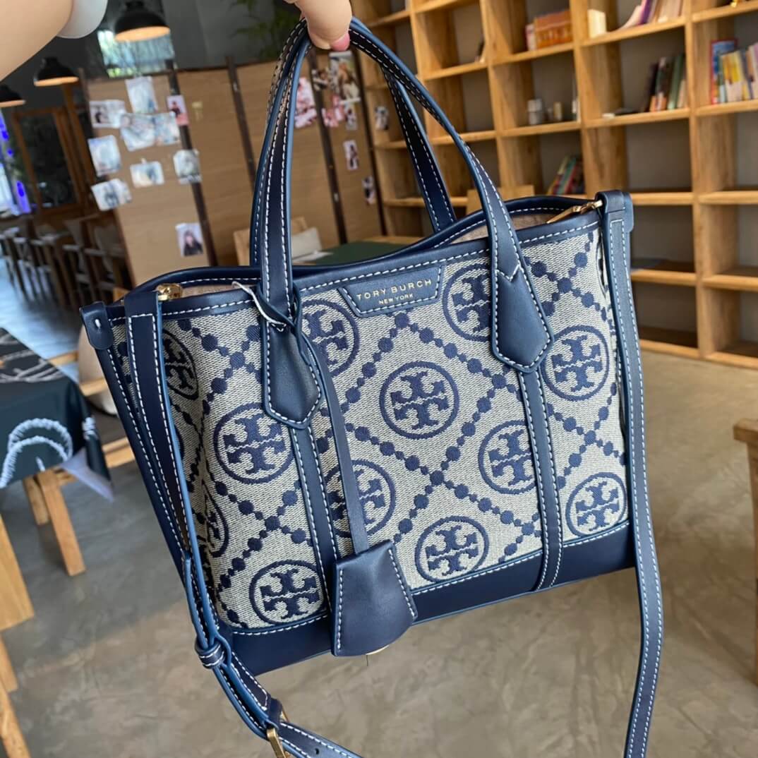 to83313 monogram tote handbag dark blue