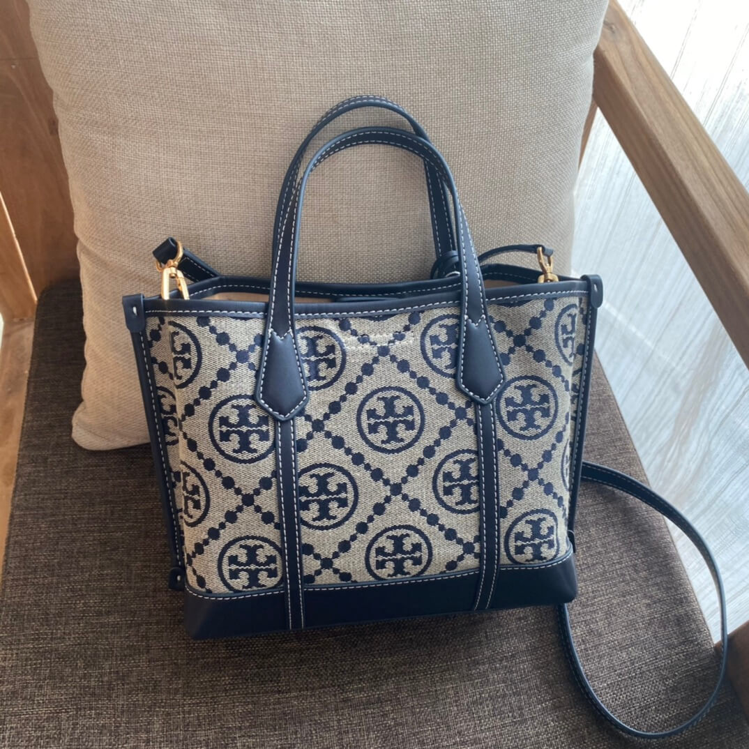 to83313 monogram tote handbag dark blue