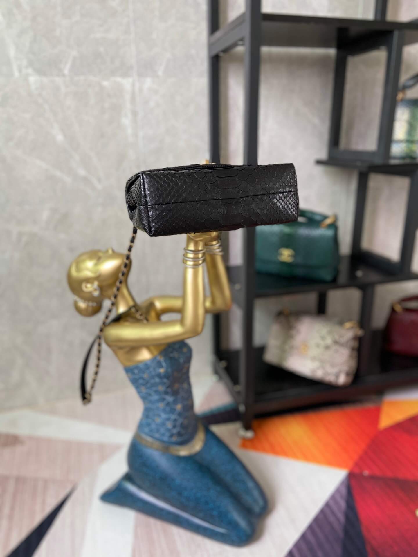 as2044 handbag blue black leather