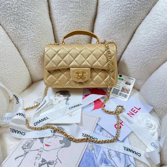 small chain bag gold caviar