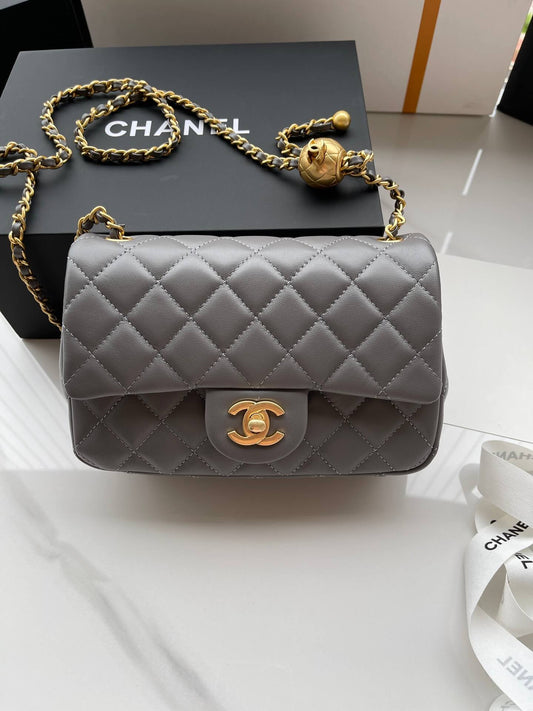 cha shoulder chain bag grey gold chain crossbody bag as1787