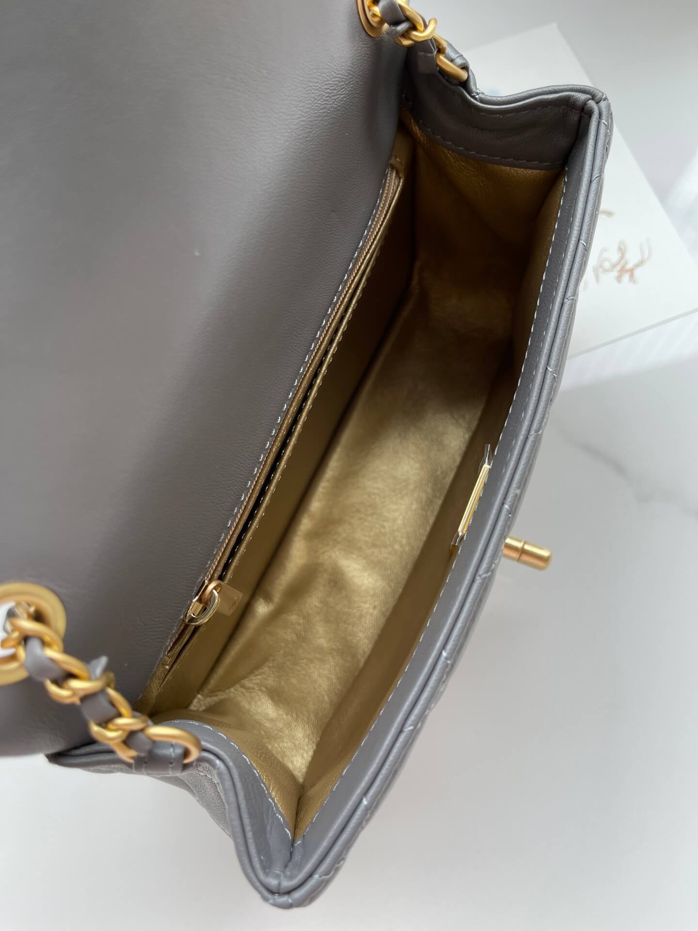 cha shoulder chain bag grey gold chain crossbody bag as1787