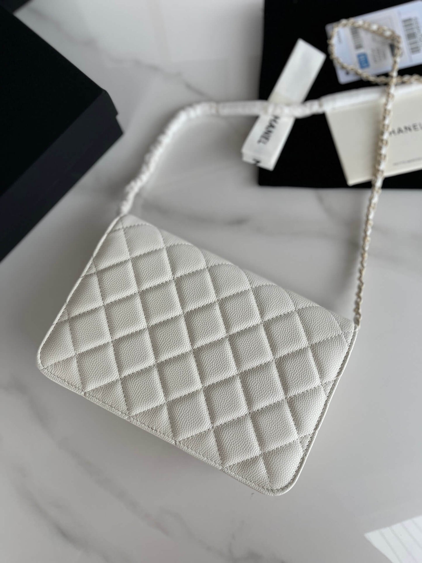 cha ap2734 woc blingbling shoulder bag cross body bags leather black white 19cm