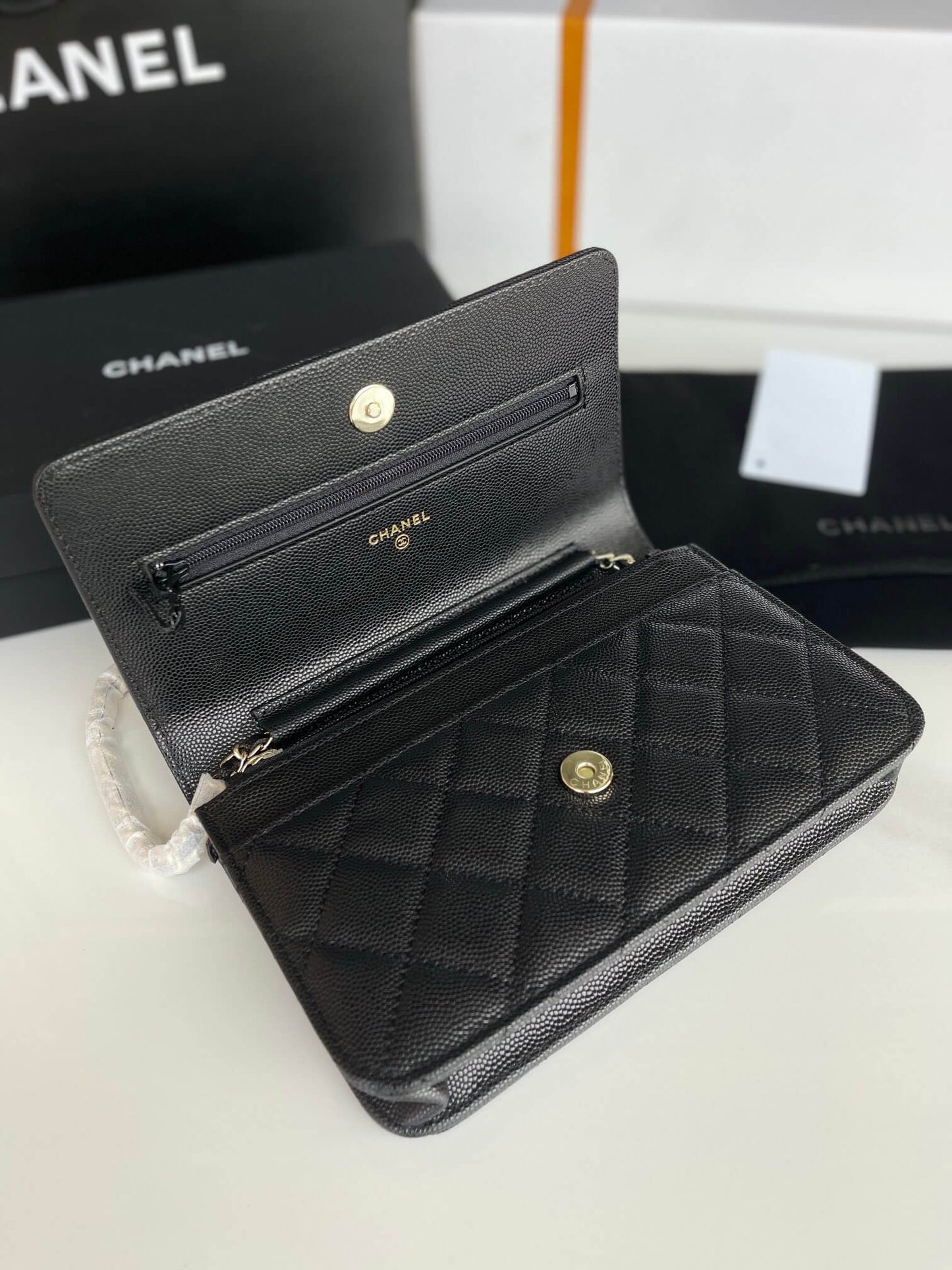 cha ap2734 woc blingbling shoulder bag cross body bags leather black white 19cm