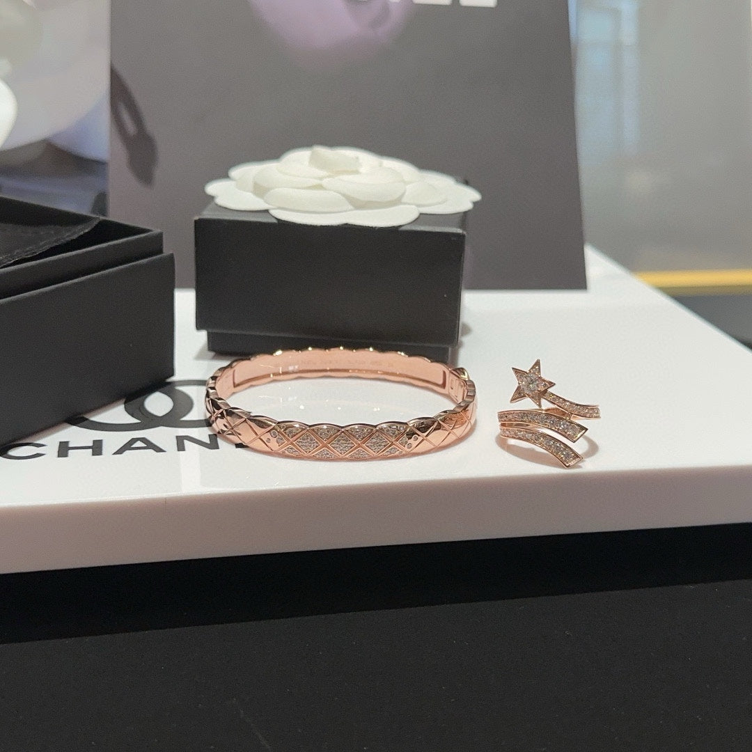 chanel high end jewelry series diamond bracelet with diamonds and checkers high end light luxury comet diamond ring szc4