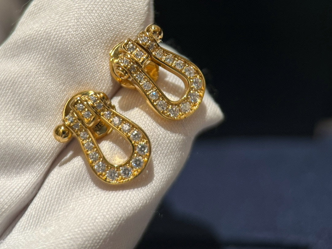 new daily versatile horseshoe buckle full diamond medium earrings ehse002c37