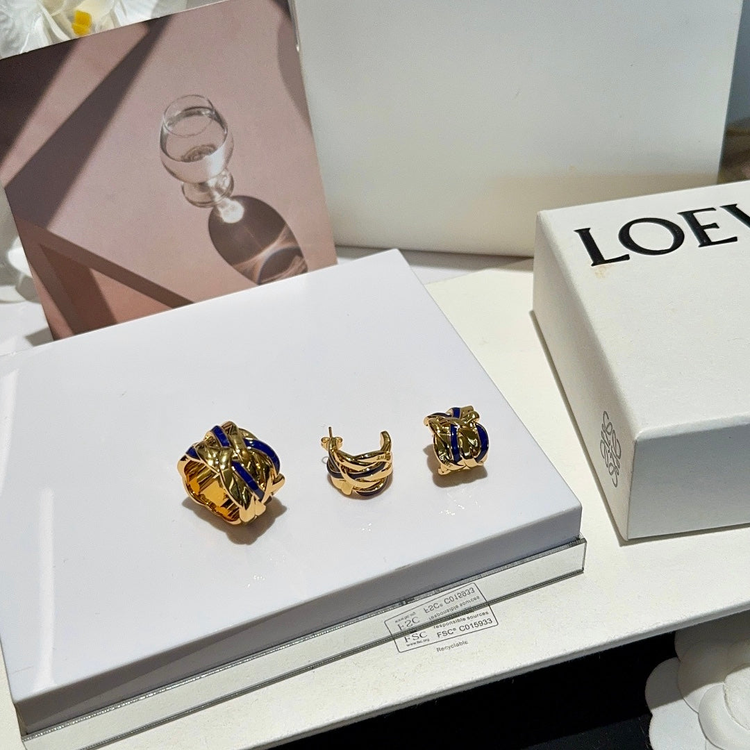 loewe new fashion versatile exquisite high grade ring earrings ehc39