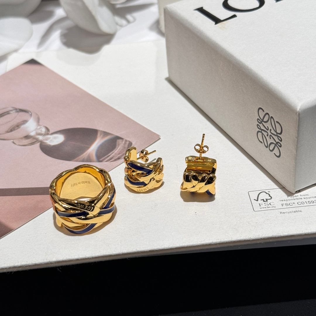 loewe new fashion versatile exquisite high grade ring earrings ehc39