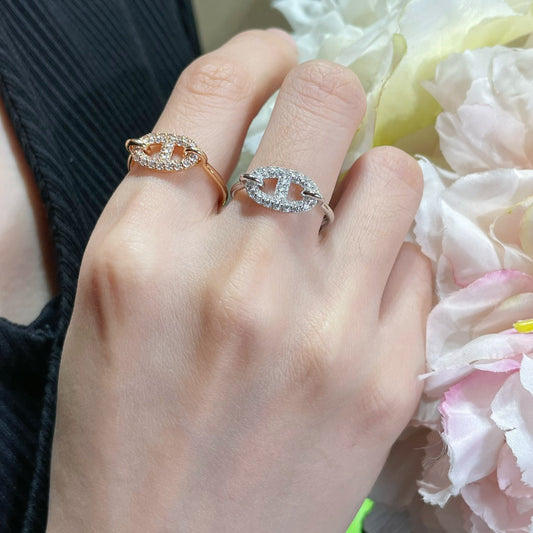 small and fashionable full diamond pig nose ring with a sense of luxury jz13168a17