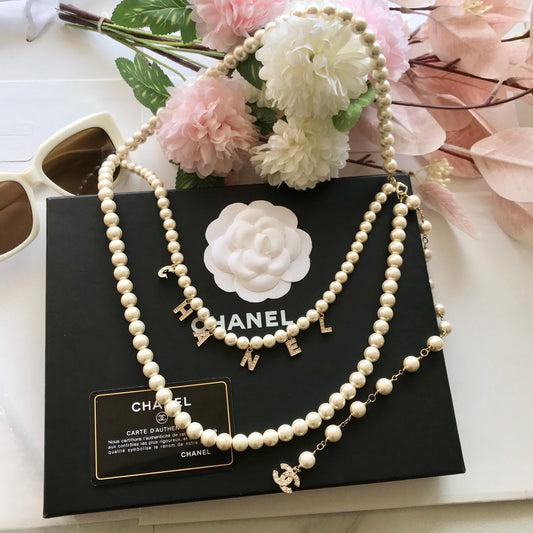 Chanel's New Pearl Double layered Classic Waist Chain Versatile YLA1