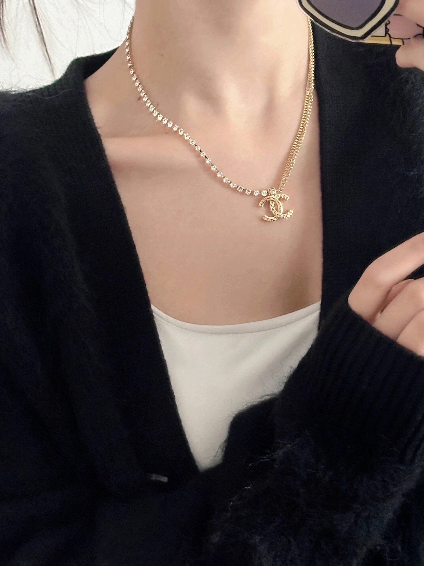 Chanel24's latest vintage necklace with a high-end double chain collarbone chain XLA43