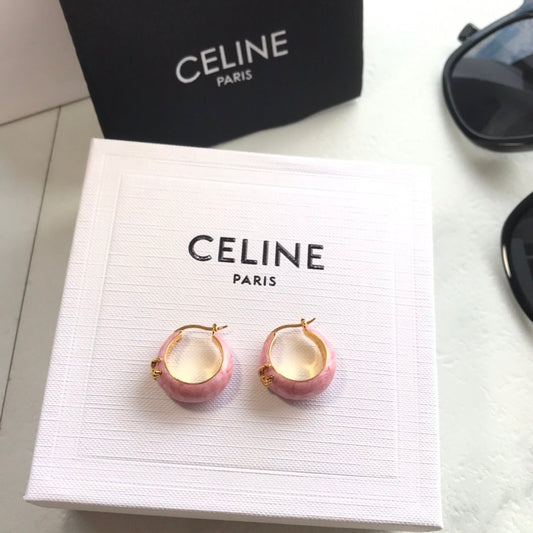 celine light luxury retro pink middle age earrings eha86
