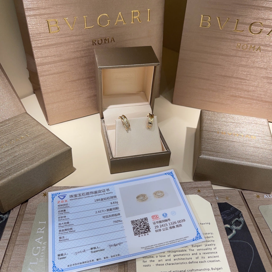 bulgari circle gold letter earrings with high grade ehc42 design sense