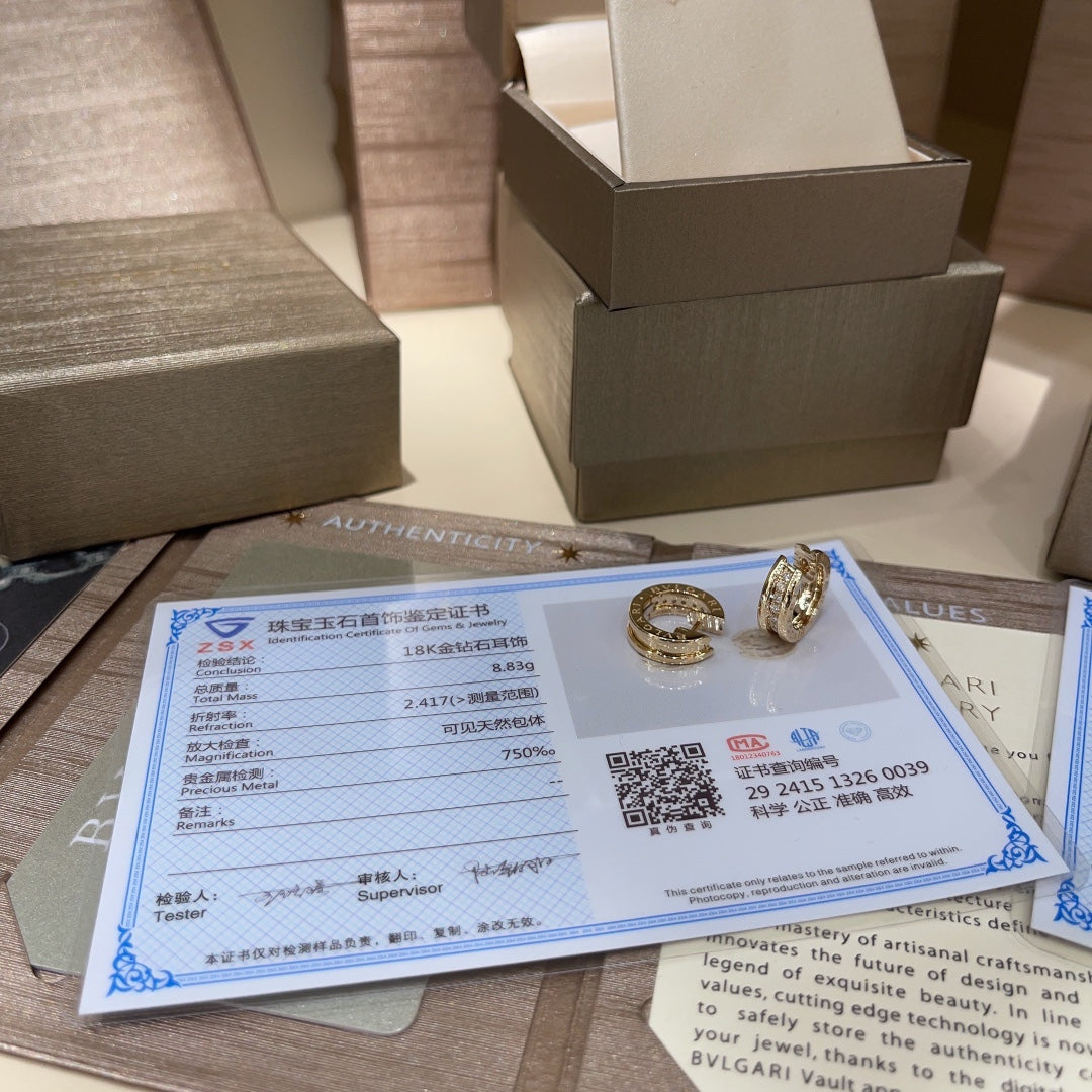 bulgari circle gold letter earrings with high grade ehc42 design sense