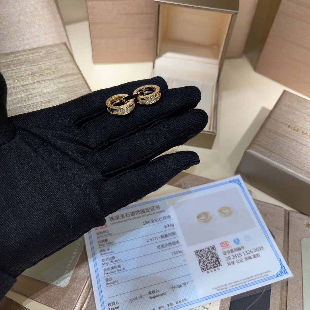 bulgari circle gold letter earrings with high grade ehc42 design sense