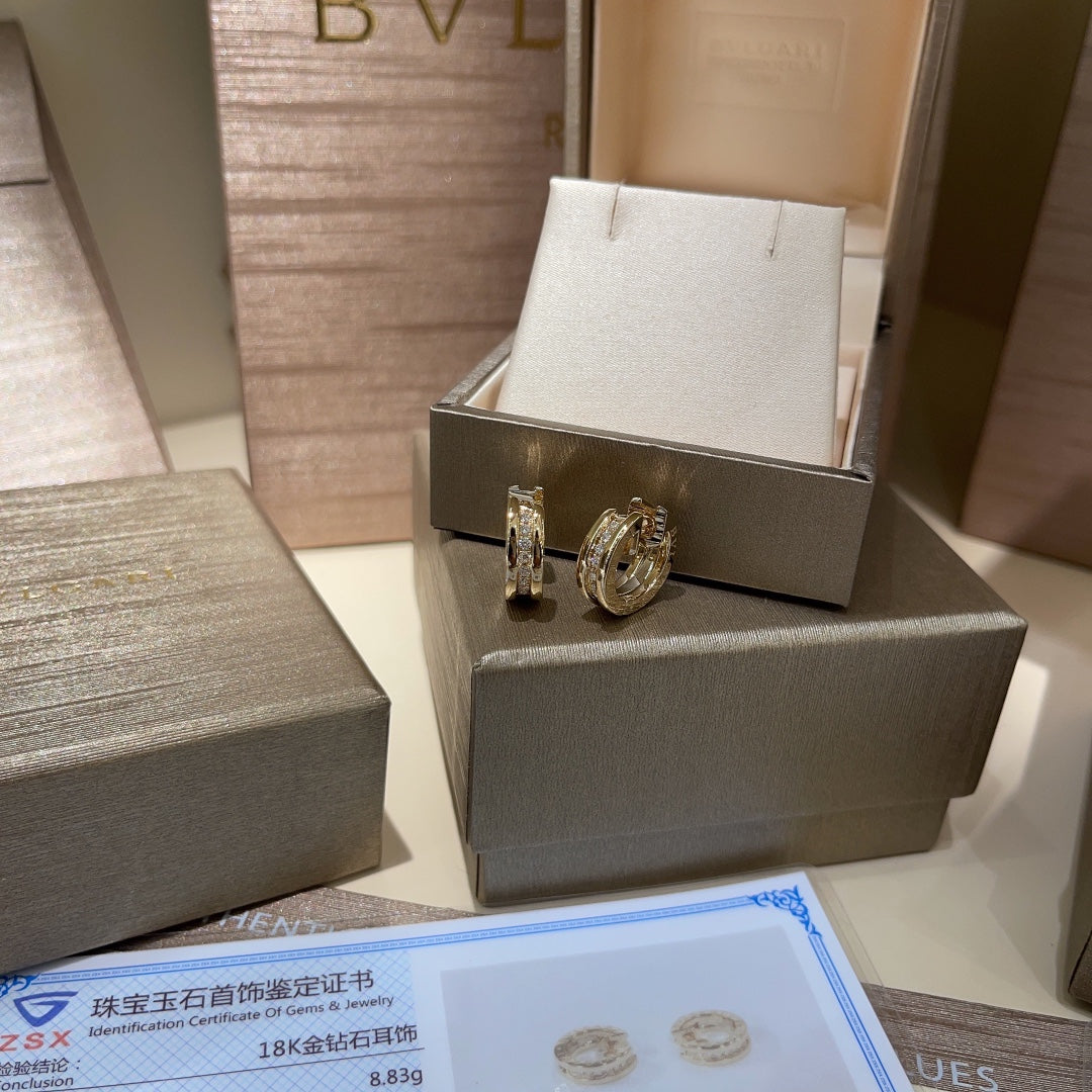 bulgari circle gold letter earrings with high grade ehc42 design sense