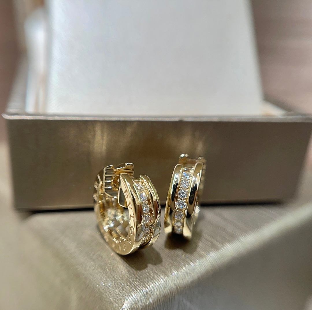 bulgari circle gold letter earrings with high grade ehc42 design sense