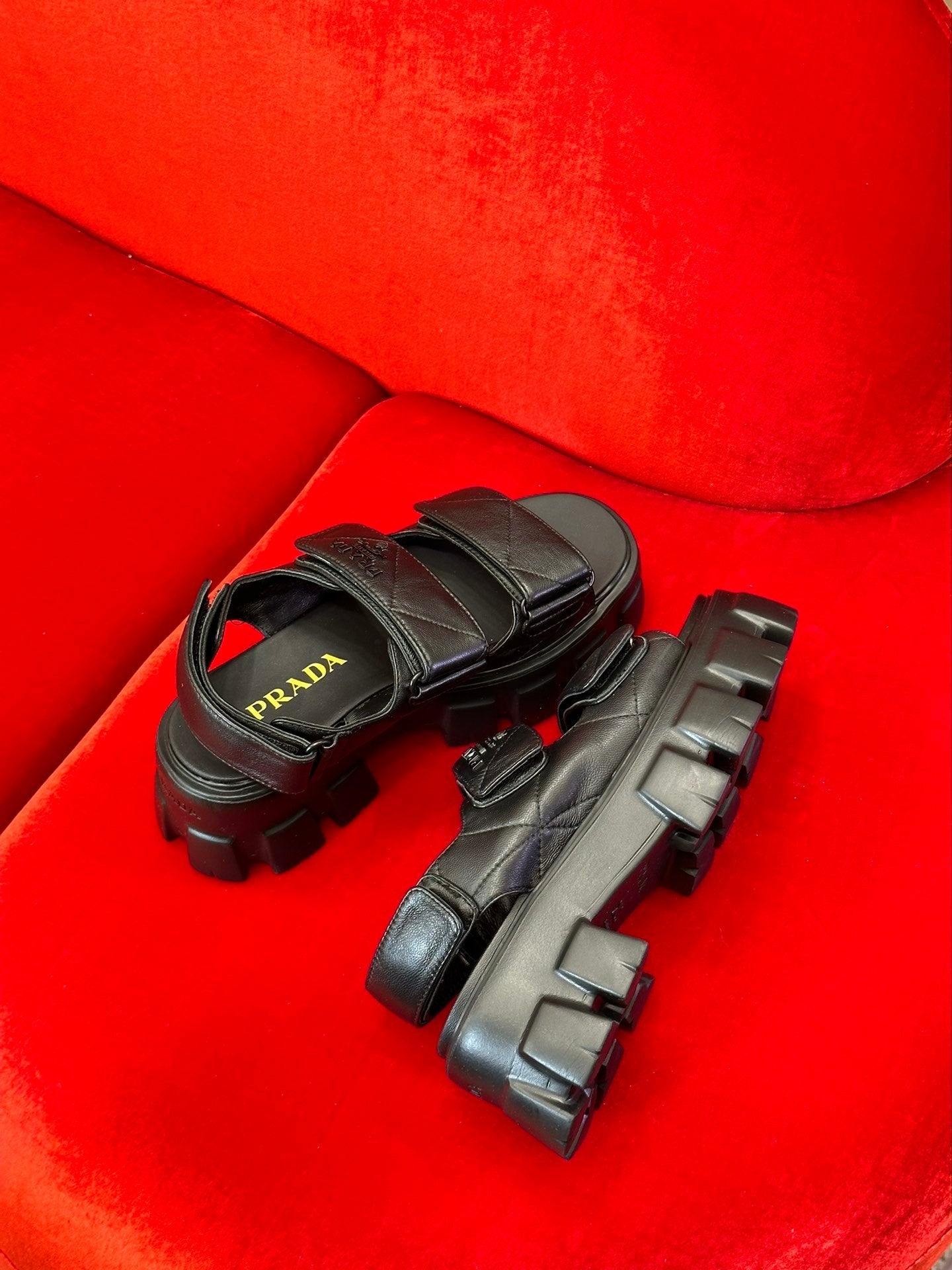 2024 spring summer triangle cake shoes velcro sandals thickened bottom xzy1