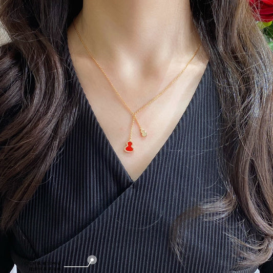 Hot selling light luxury collarbone Kirin mini double gourd necklace XLA44